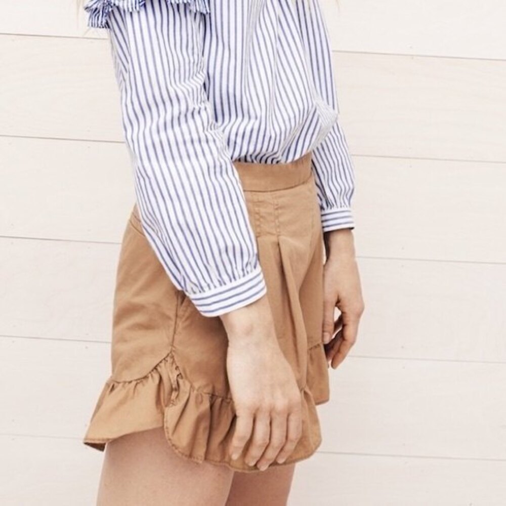 J. Crew Ruffle trim Khaki Shorts